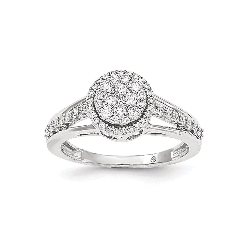 14K Weißgold Ring mit echtem Diamant, oval, poliert