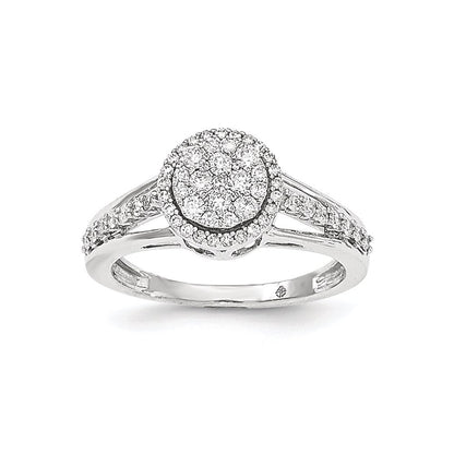 14K Weißgold Ring mit echtem Diamant, oval, poliert
