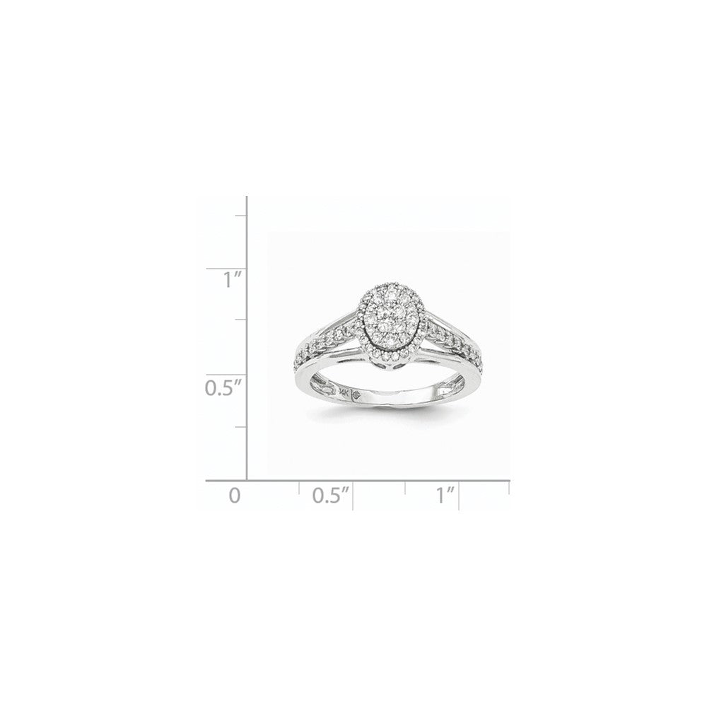 14K Weißgold Ring mit echten Diamanten, poliert, Kreisdesign