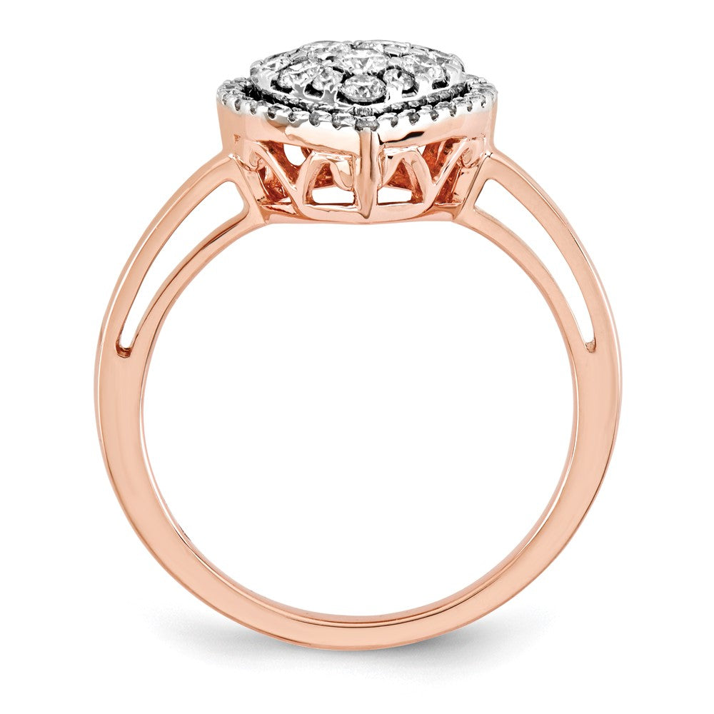 14K Roségold Herzring mit echten polierten Diamanten