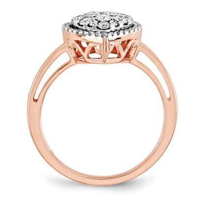 14K Roségold Herzring mit echten polierten Diamanten
