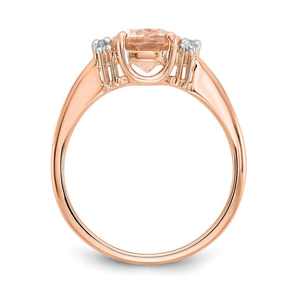 14K Roségold Morganit und Echt Diamant Ring