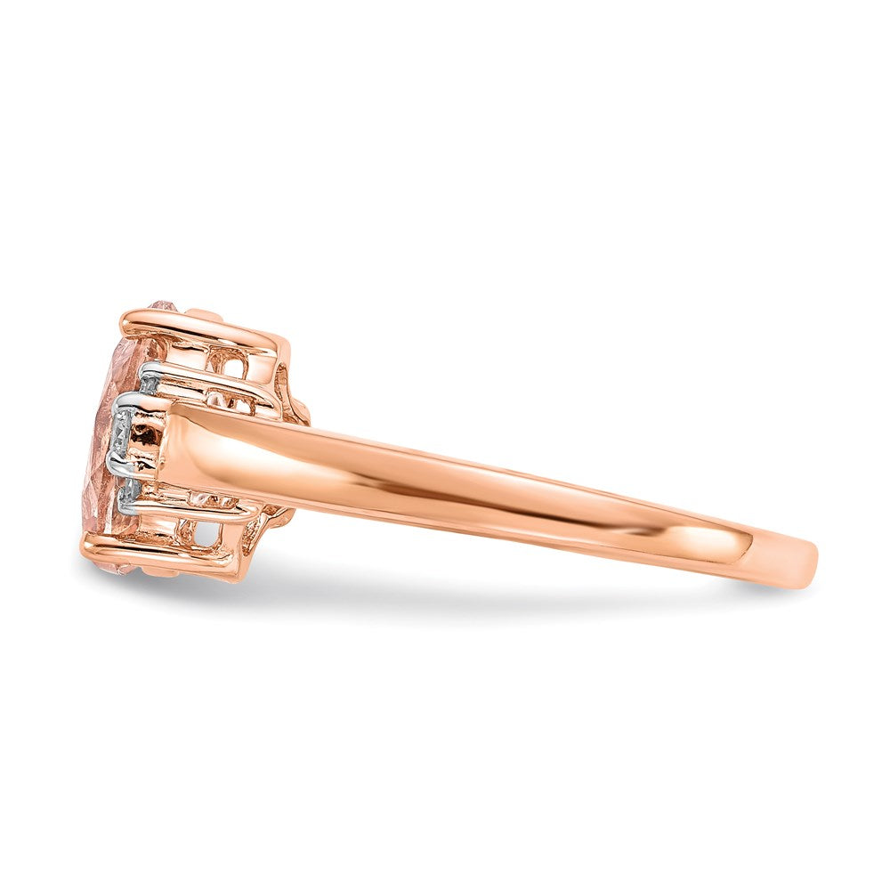 14K Roségold Morganit und Echt Diamant Ring