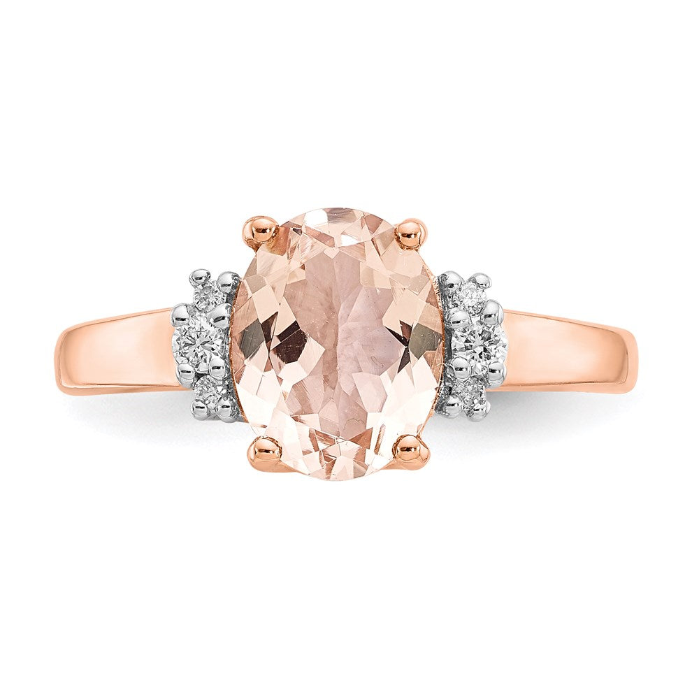 14K Roségold Morganit und Echt Diamant Ring