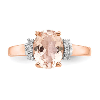 14K Roségold Morganit und Echt Diamant Ring