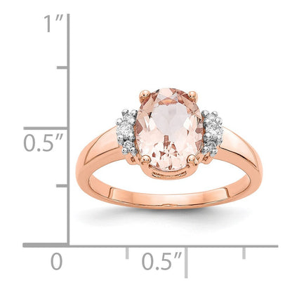 14K Roségold Morganit und Echt Diamant Ring