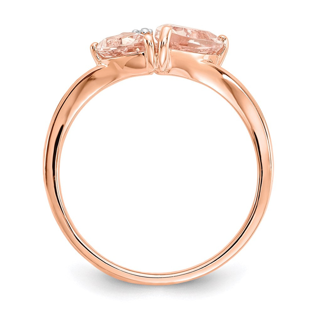14K Roségold Morganit und Echt Diamant Ring