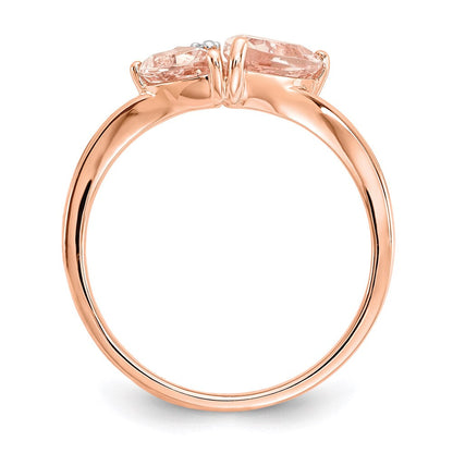 14K Roségold Morganit und Echt Diamant Ring