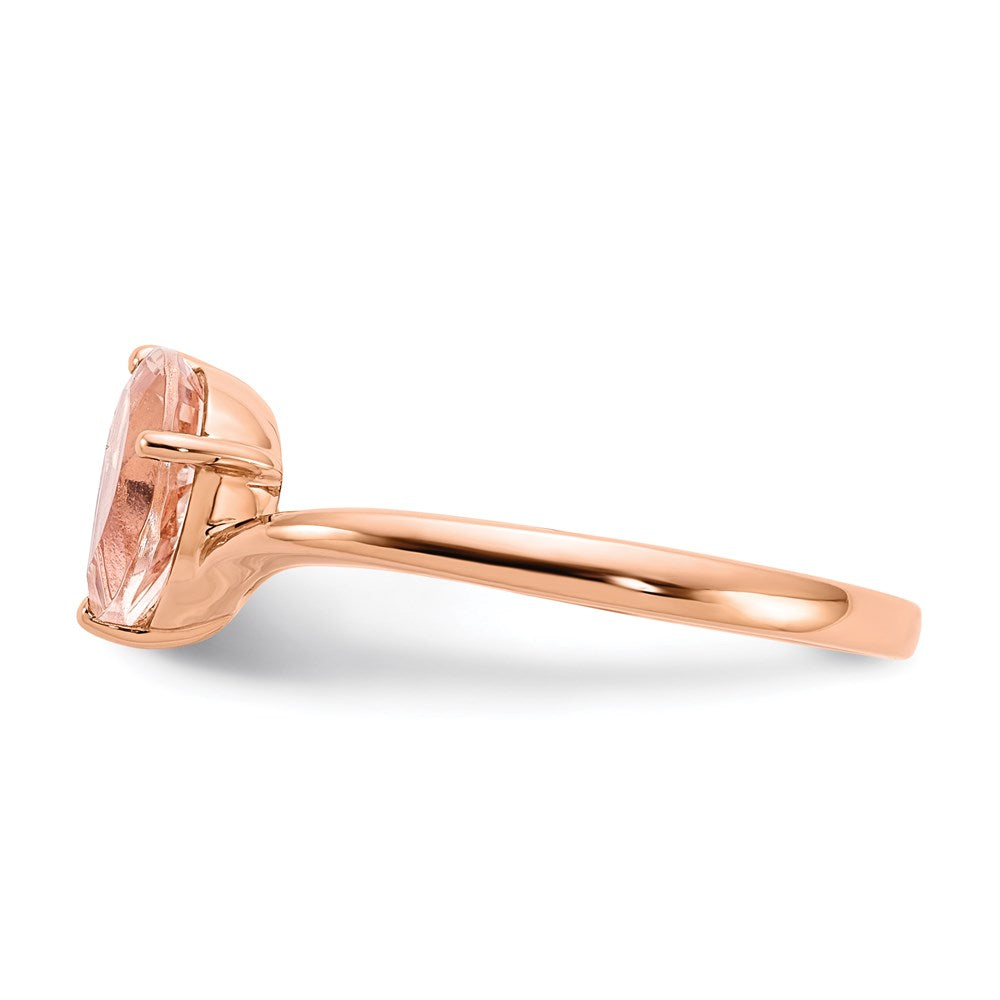 14K Roségold Morganit und Echt Diamant Ring