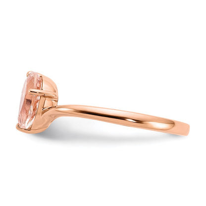 14K Roségold Morganit und Echt Diamant Ring