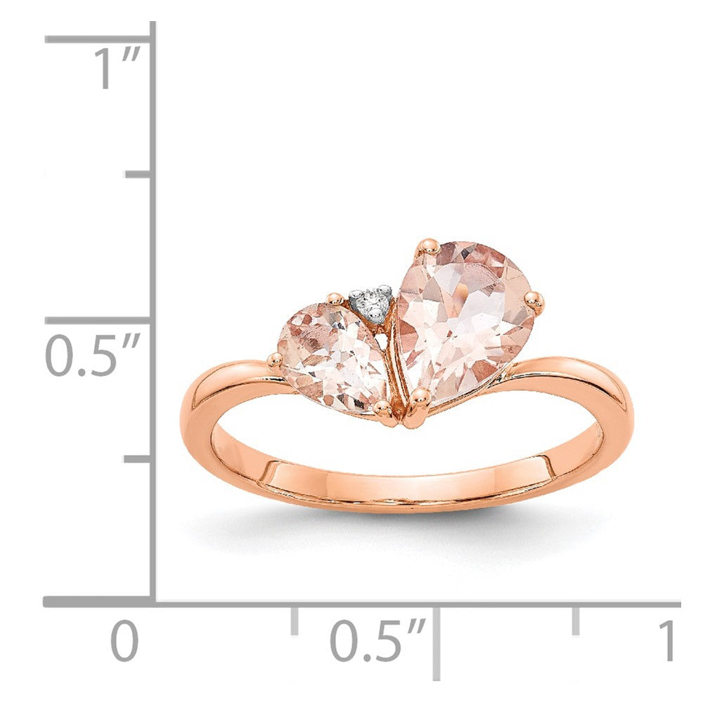 14K Roségold Morganit und Echt Diamant Ring