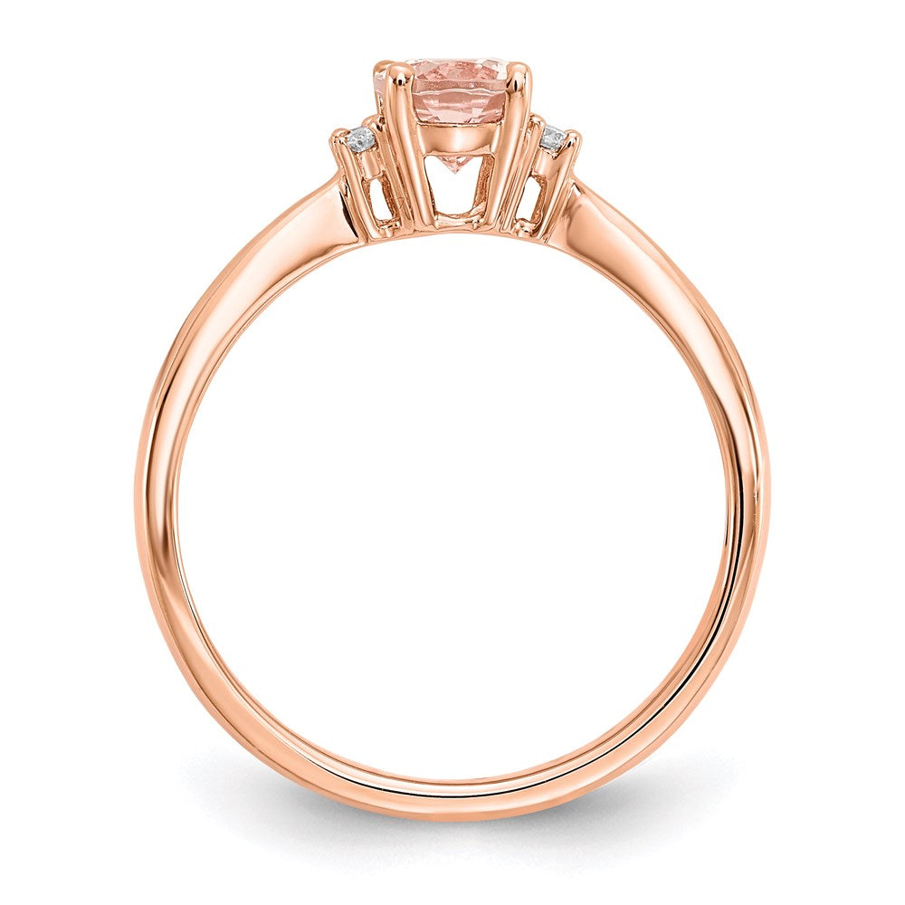 14K Roségold Oval Morganit & Echt Diamant Ring