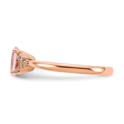 14K Roségold Oval Morganit & Echt Diamant Ring