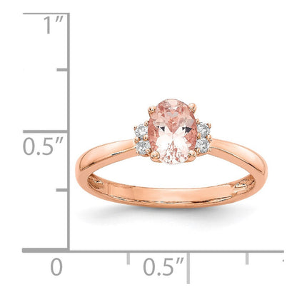 14K Roségold Oval Morganit & Echt Diamant Ring