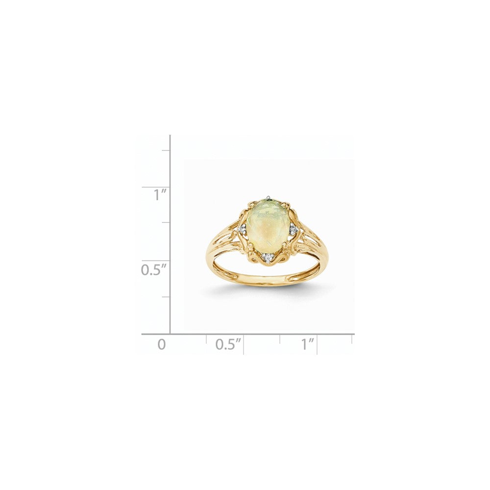 14K Gelbgold Oval Australian Opal & Echt Diamant Ring