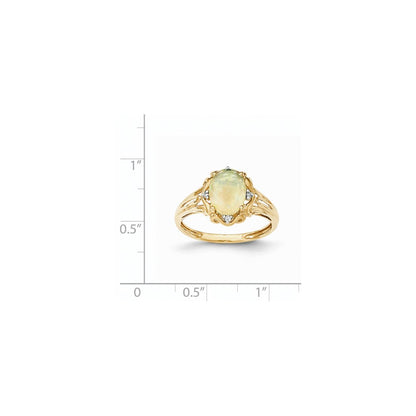14K Gelbgold Oval Australian Opal & Echt Diamant Ring