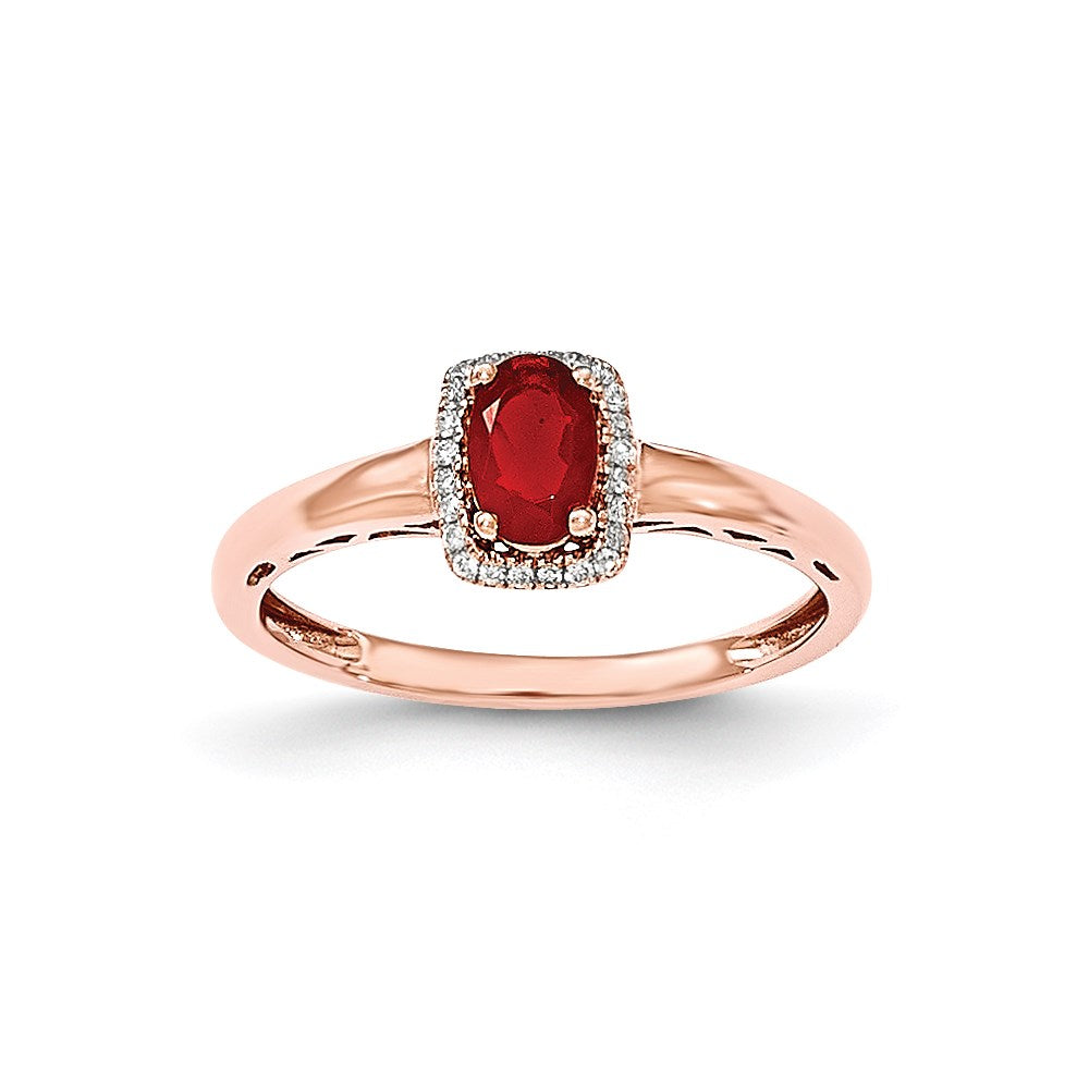 14K Roségold Oval Feuer Opal & Echt Diamant Rechteck Ring