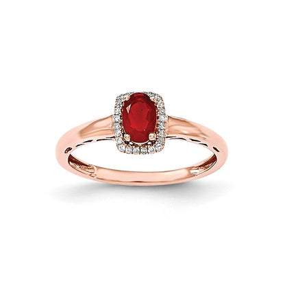 14K Roségold Oval Feuer Opal & Echt Diamant Rechteck Ring