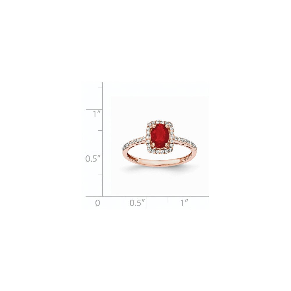 14K Roségold Oval Feuer Opal & Echt Diamant Rechteck Ring