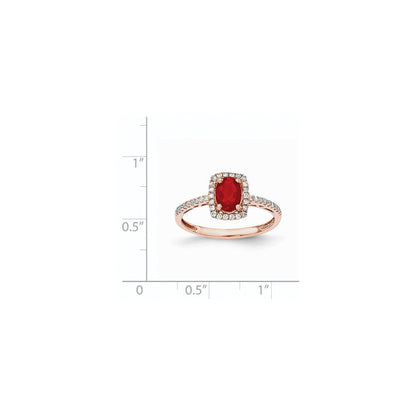 14K Roségold Oval Feuer Opal & Echt Diamant Rechteck Ring