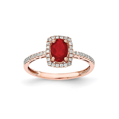 14K Roségold Oval Feuer Opal & Echt Diamant Rechteck Ring