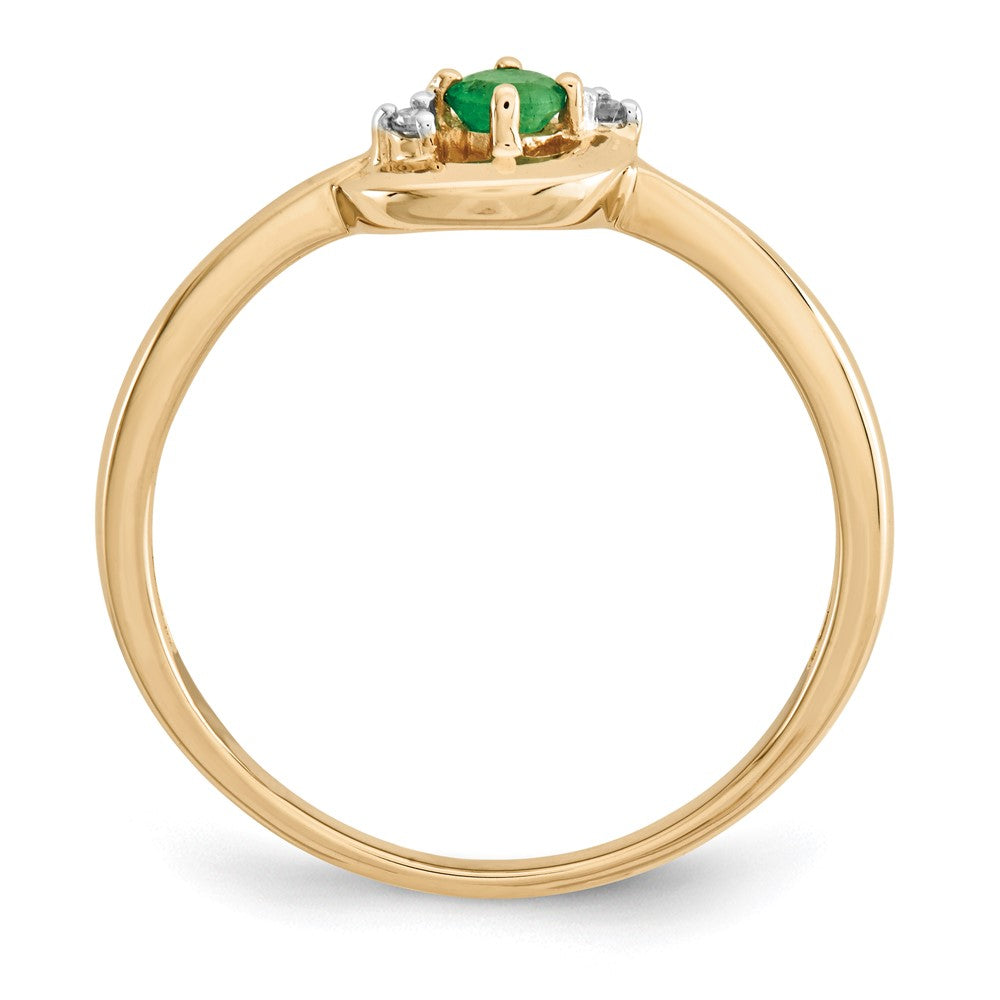 14K Gelbgold Smaragd und Echt Diamant Ring