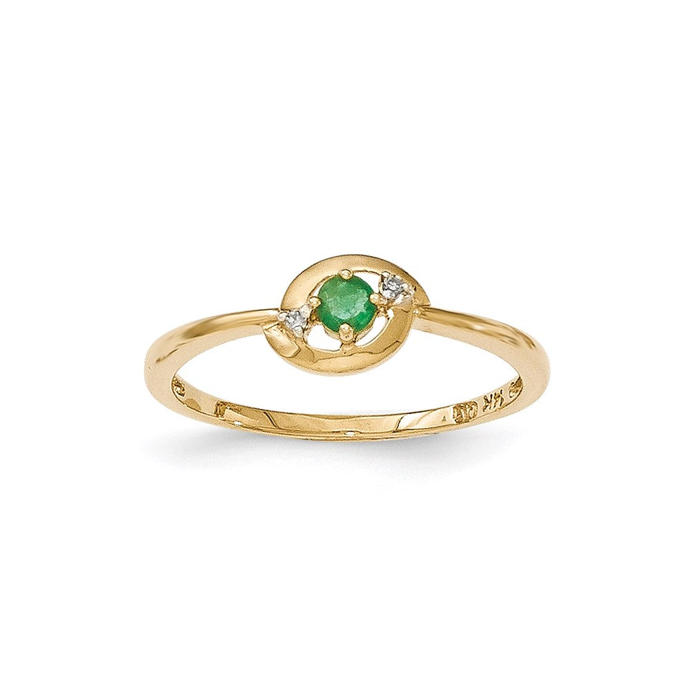 14K Gelbgold Smaragd und Echt Diamant Ring