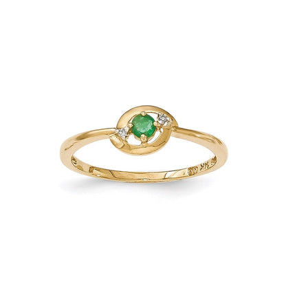 14K Gelbgold Smaragd und Echt Diamant Ring