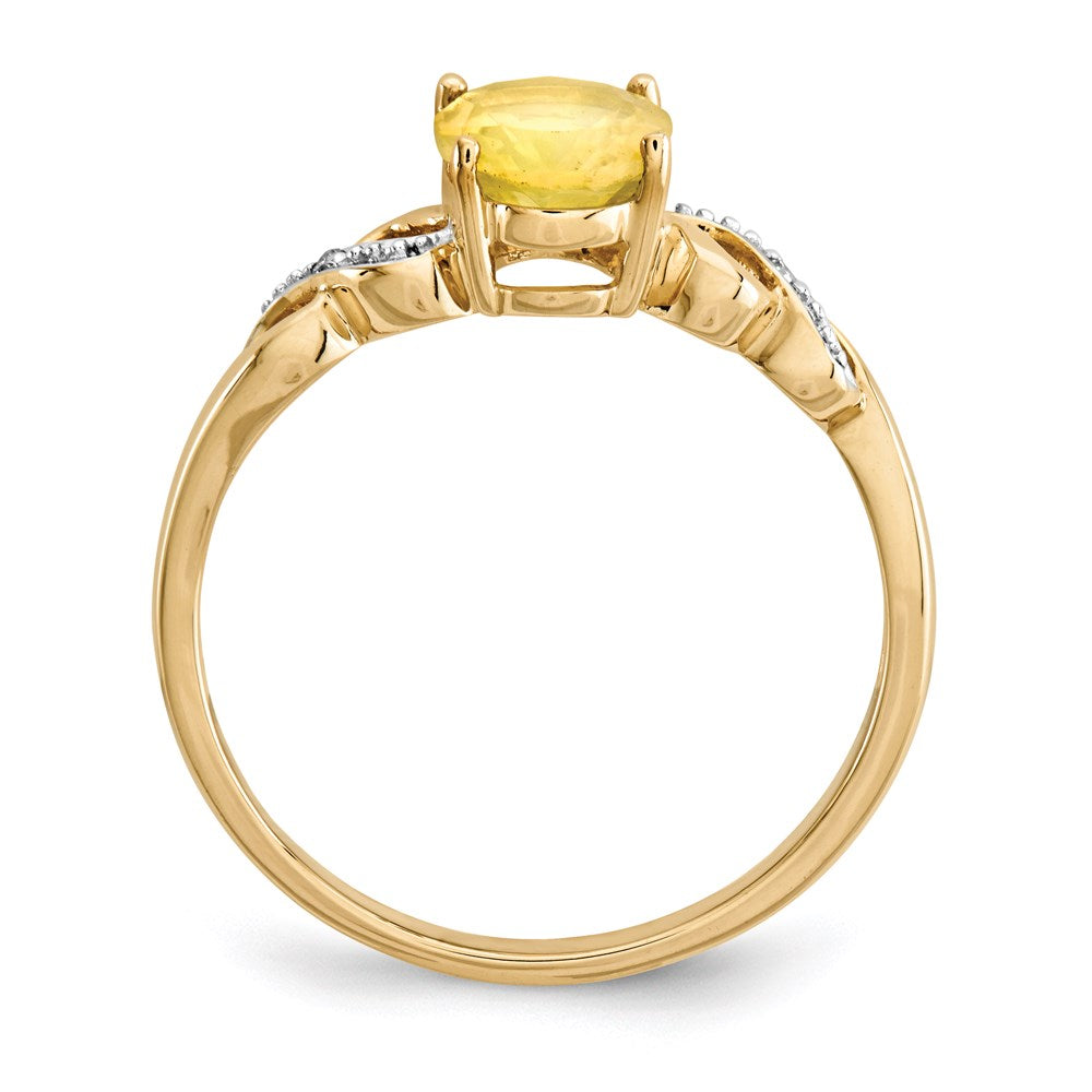 14K Gelbgold Opal und Echt Diamant Ring