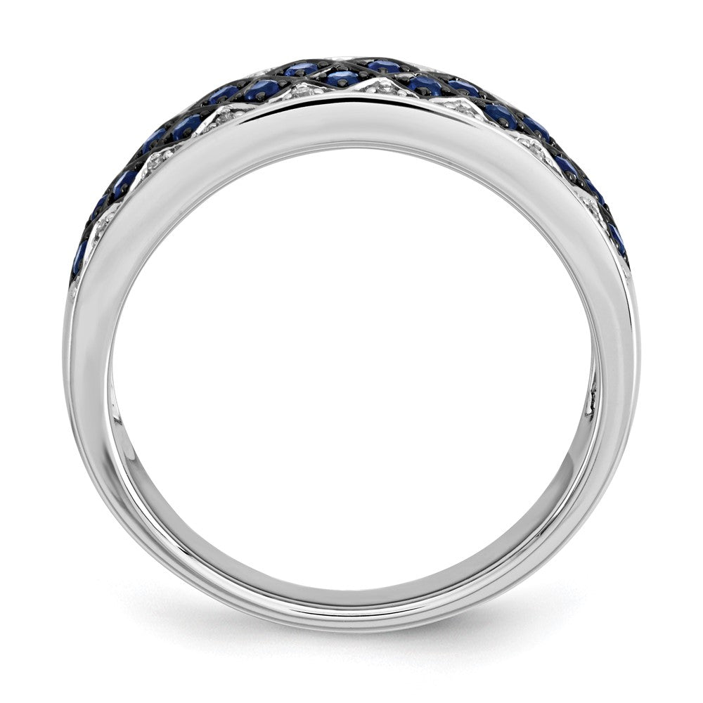 14K Weißgold Echt Diamant & Saphir Ring