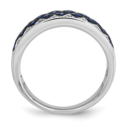 14K Weißgold Echt Diamant & Saphir Ring