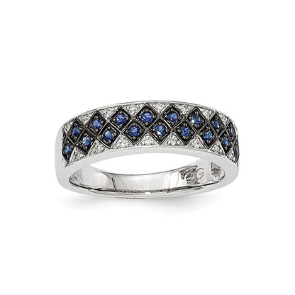 14K Weißgold Echt Diamant & Saphir Ring