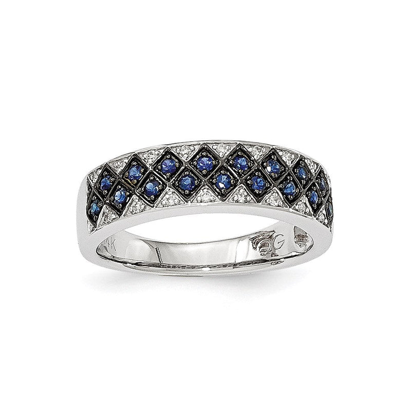 14K Weißgold Echt Diamant & Saphir Ring