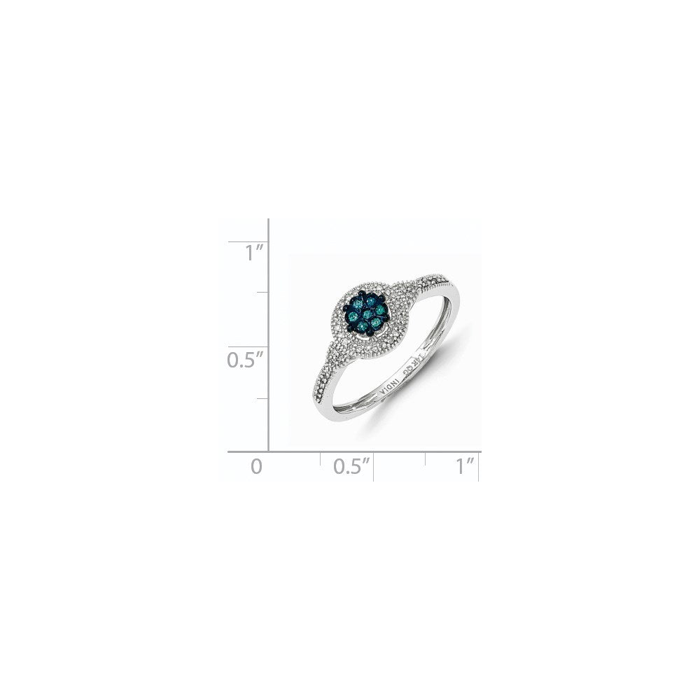 14K Weißgold Ring mit blauen und weißen echten Diamanten
