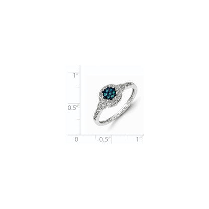14K Weißgold Ring mit blauen und weißen echten Diamanten