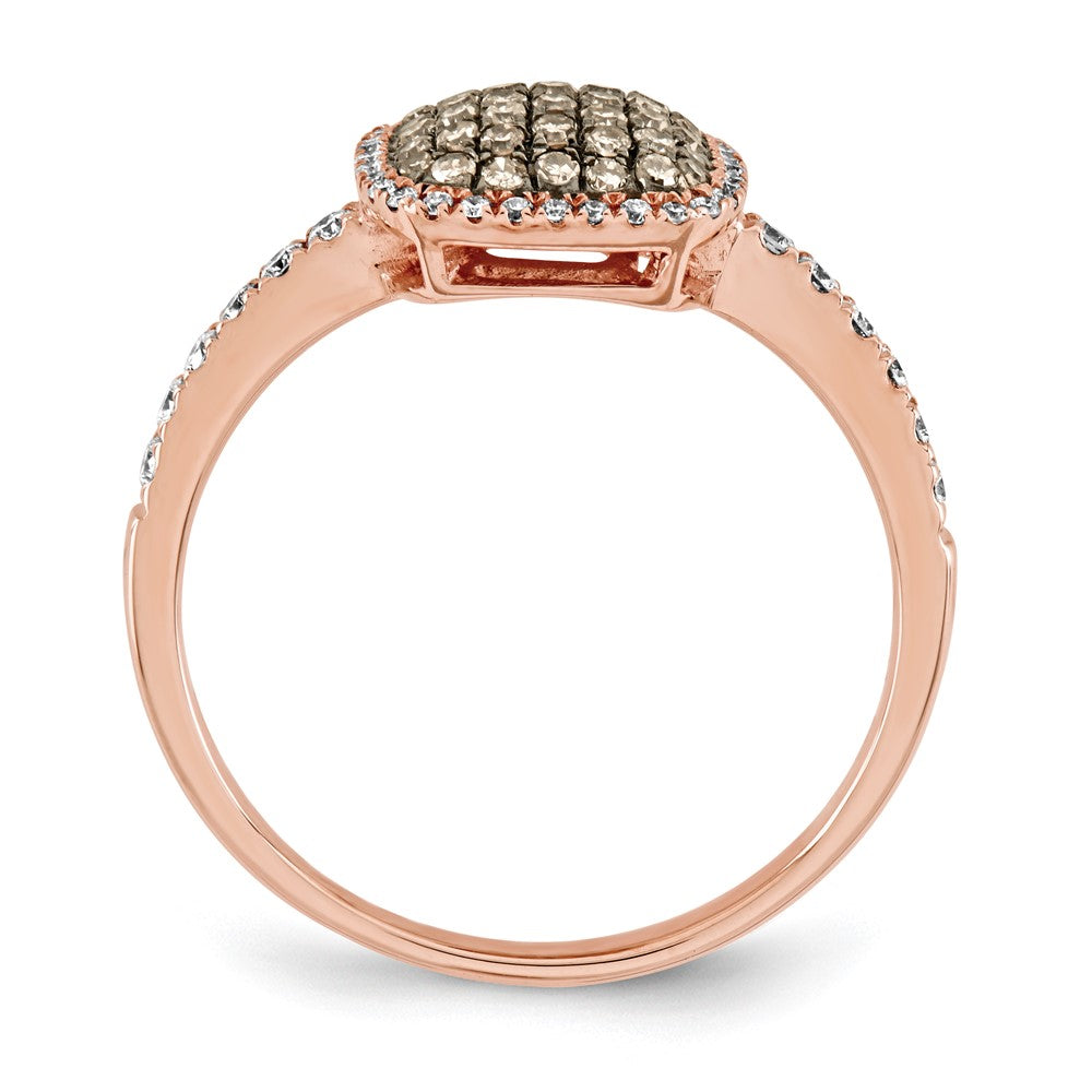 14K Roségold Ring mit echten Diamanten und echten Champagner-Diamanten im Pavé