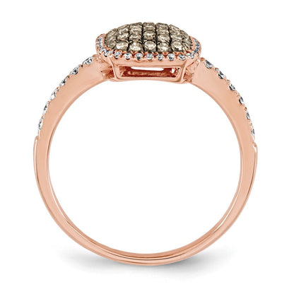 14K Roségold Ring mit echten Diamanten und echten Champagner-Diamanten im Pavé