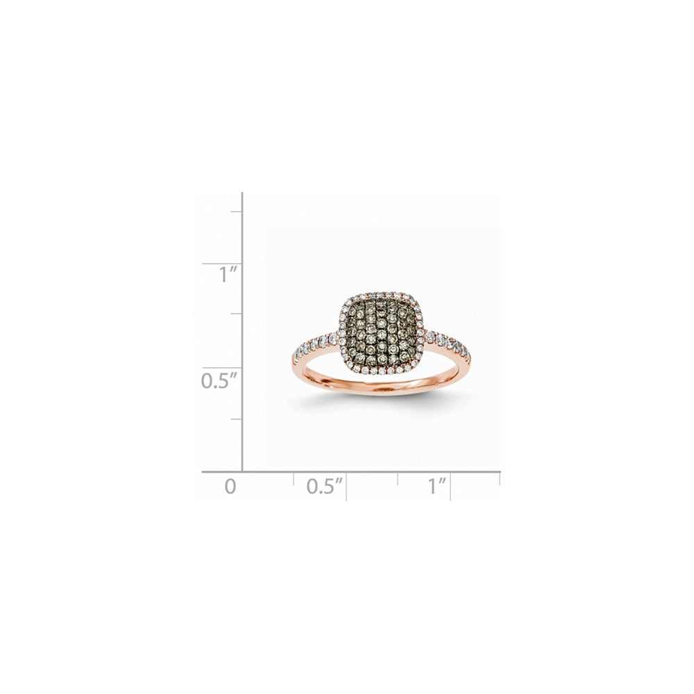 14K Roségold Ring mit echten Diamanten und echten Champagner-Diamanten im Pavé