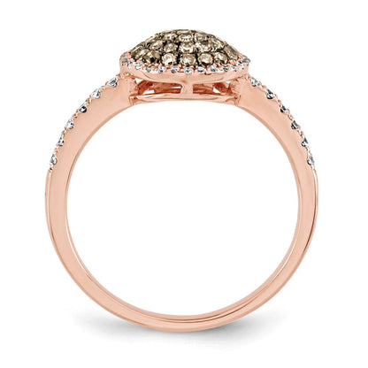14K Roségold-Ring mit echten Diamanten und Pavé aus echten Champagner-Diamanten