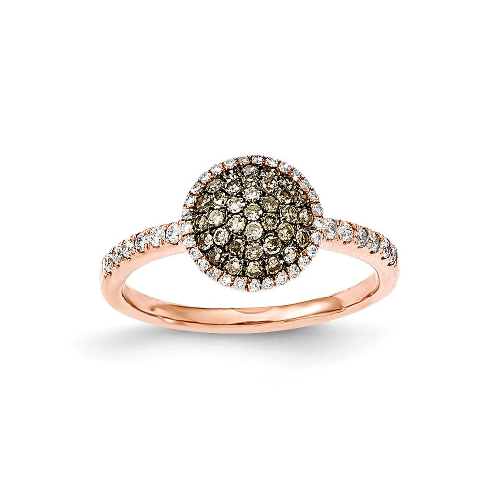 14K Roségold-Ring mit echten Diamanten und Pavé aus echten Champagner-Diamanten