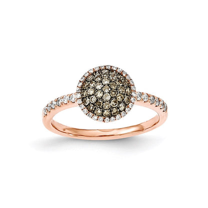 14K Roségold-Ring mit echten Diamanten und Pavé aus echten Champagner-Diamanten
