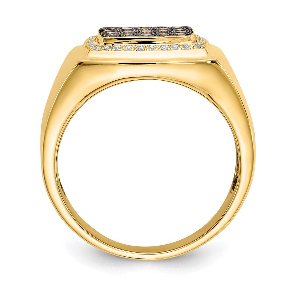 14K Gelbgold & Braun Ring mit echten Diamanten