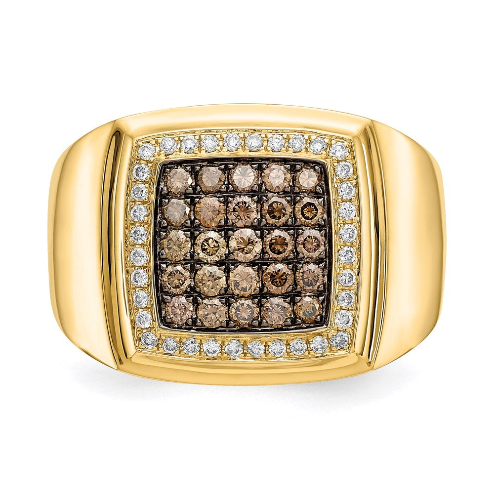 14K Gelbgold & Braun Ring mit echten Diamanten