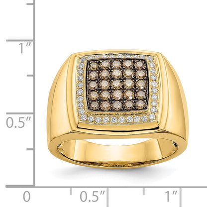 14K Gelbgold & Braun Ring mit echten Diamanten