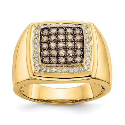 14K Gelbgold & Braun Ring mit echten Diamanten