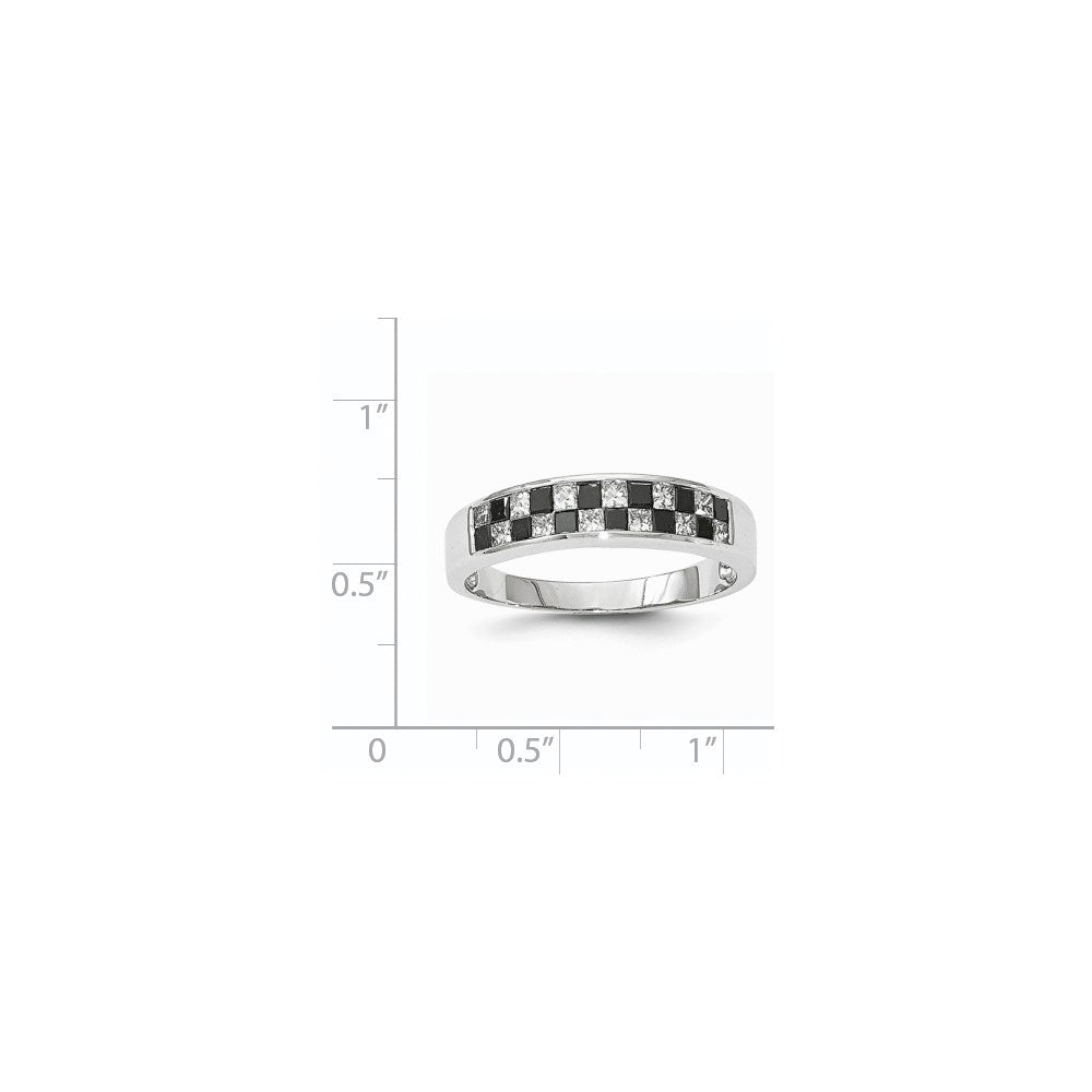 14K Weißgold Ring mit schwarzen und weißen Diamanten