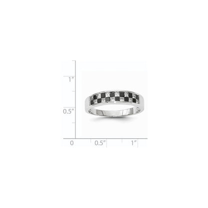 14K Weißgold Ring mit schwarzen und weißen Diamanten