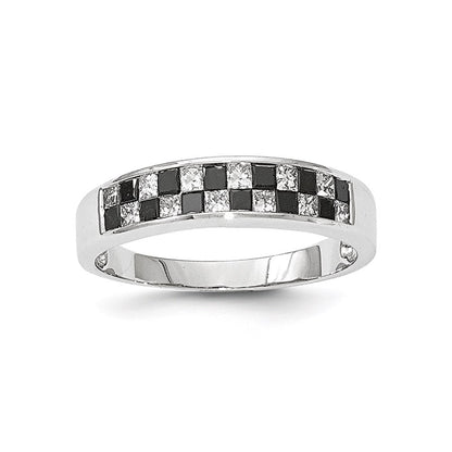 14K Weißgold Ring mit schwarzen und weißen Diamanten