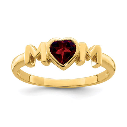 14K Gelbgold Granat MOM-Ring
