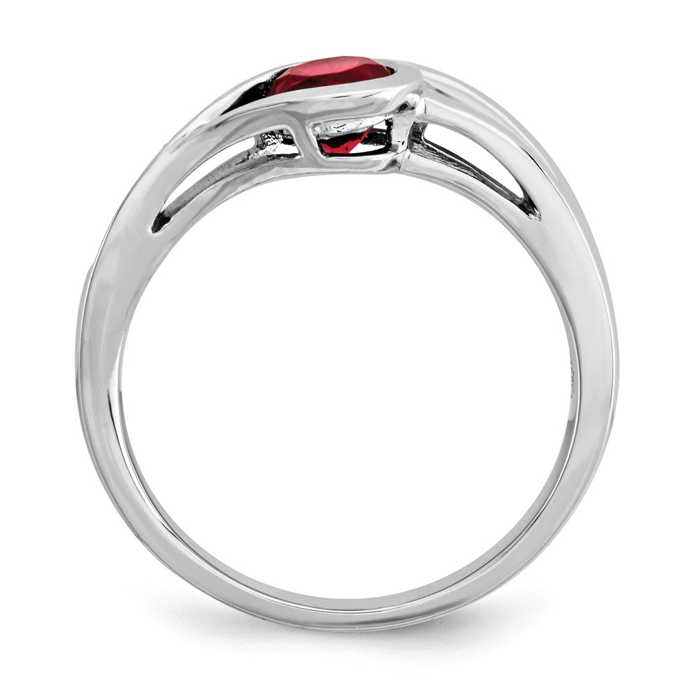 14K Weißgold Echt Diamant & Granat Ring